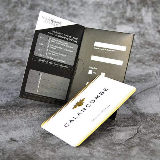 keycard holder with room details listed