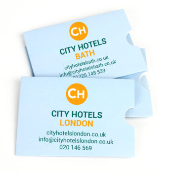 blue hotel keycard with variable data