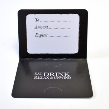 gloss printed restaurant gift card