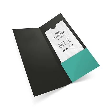 printed restaurant bill holder